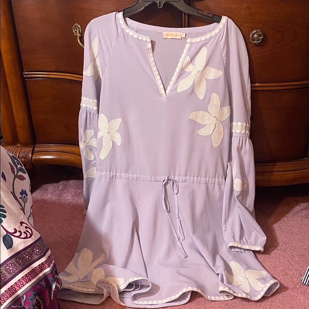 Tory Burch Lilac Dress with Cream Floral Accents